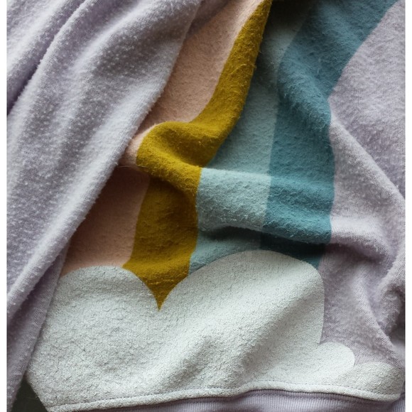 Wildfox Women slouchy Beach Long Sleeve Pullover Sweatshirt Muse Rainbow Medium - Picture 6 of 10